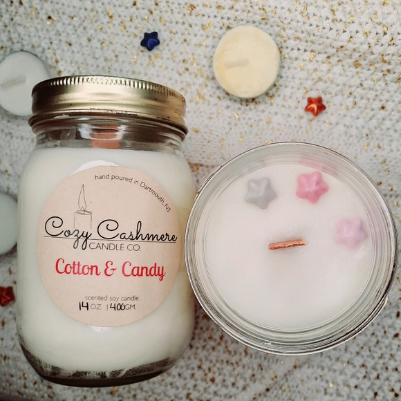 14oz Cotton & Candy Soy Hand Poured Wood Wick Candle - Picture 11 of 13